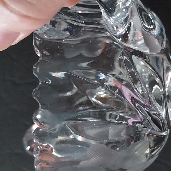 Handblown in Mold Crystal Engraved Sugar Bowl,Clear,2.5in.Hx6inW inc.handles. - Picture 7 of 9